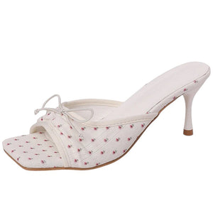 VILZSTUDIOS Chic summer floral heeled mules for stylish footwear