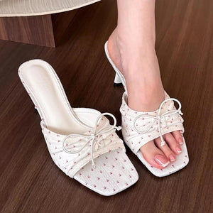 VILZSTUDIOS Chic summer floral heeled mules for stylish footwear