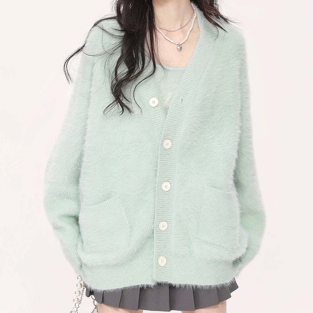 VILZSTUDIOS Chic textured cardigan in mint green