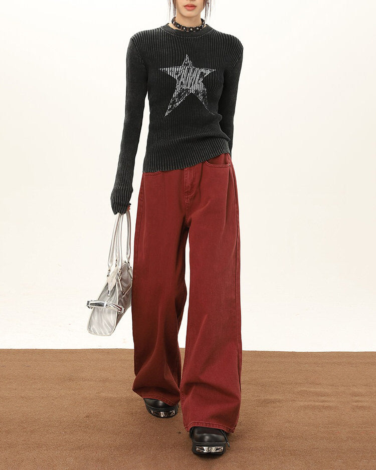 VILZSTUDIOS Fashionable wide-leg denim jeans