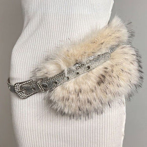 VILZSTUDIOS Stylish oversized fur belt in black, white, and brown