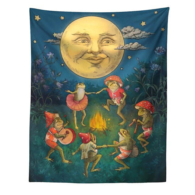 VILZSTUDIOS Chill celestial wall tapestry with moon and mushroom design