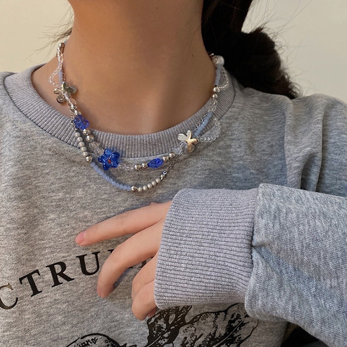VILZSTUDIOS Stylish blue beaded necklace for streetwear fashion