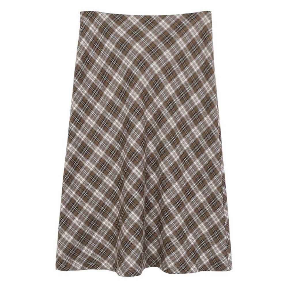 VILZSTUDIOS Plaid A-line midi skirt for trendy fashion