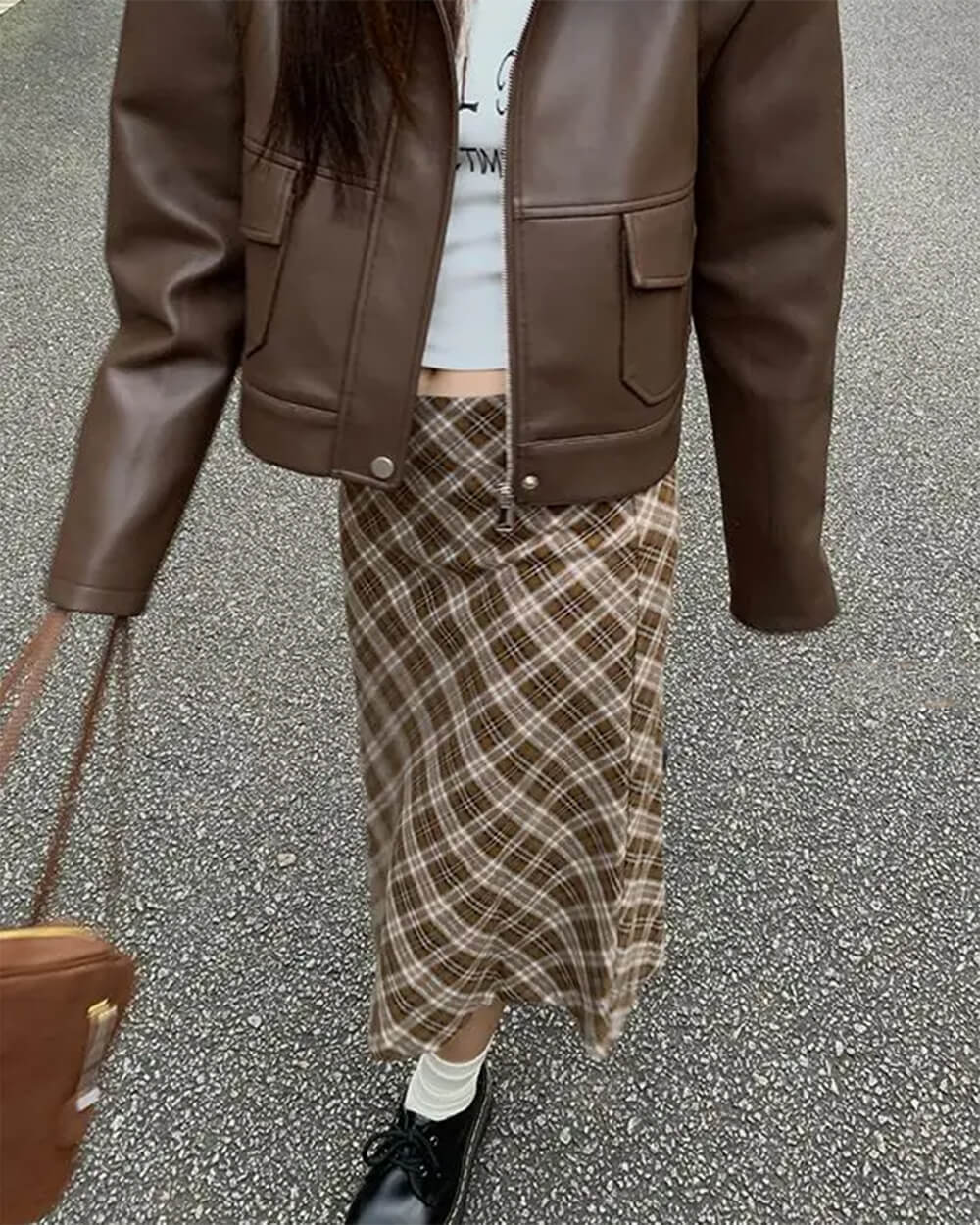 VILZSTUDIOS Plaid A-line midi skirt for trendy fashion