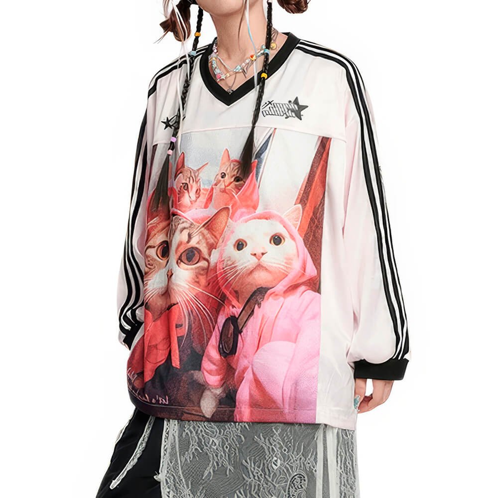 VILZSTUDIOS Chill Vibe Cat Long Sleeve sweatshirt with oversized design