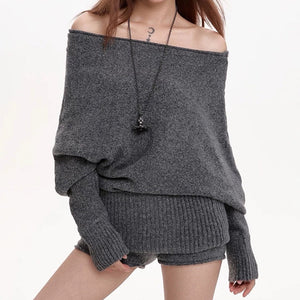 VILZSTUDIOS Fashionable off-shoulder loose sweater for casual wear