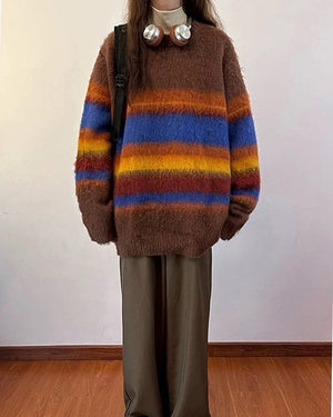 VILZSTUDIOS Oversized striped knit sweater for casual style
