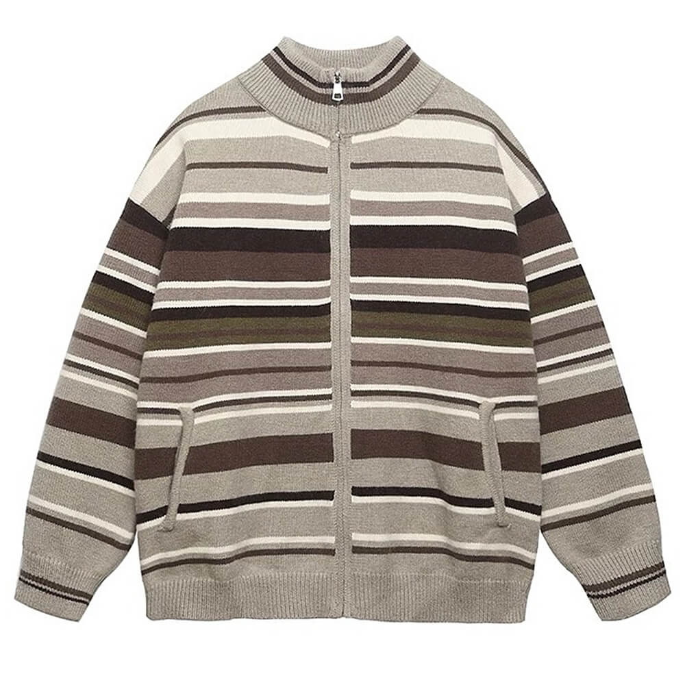 VILZSTUDIOS Striped zip up jacket for casual wear
