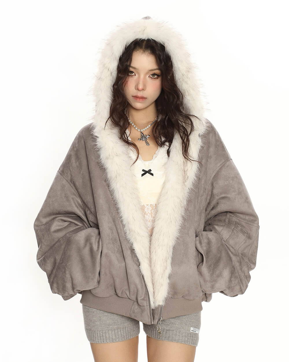 VILZSTUDIOS Reversible plush zip jacket by VILZSTUDIOS