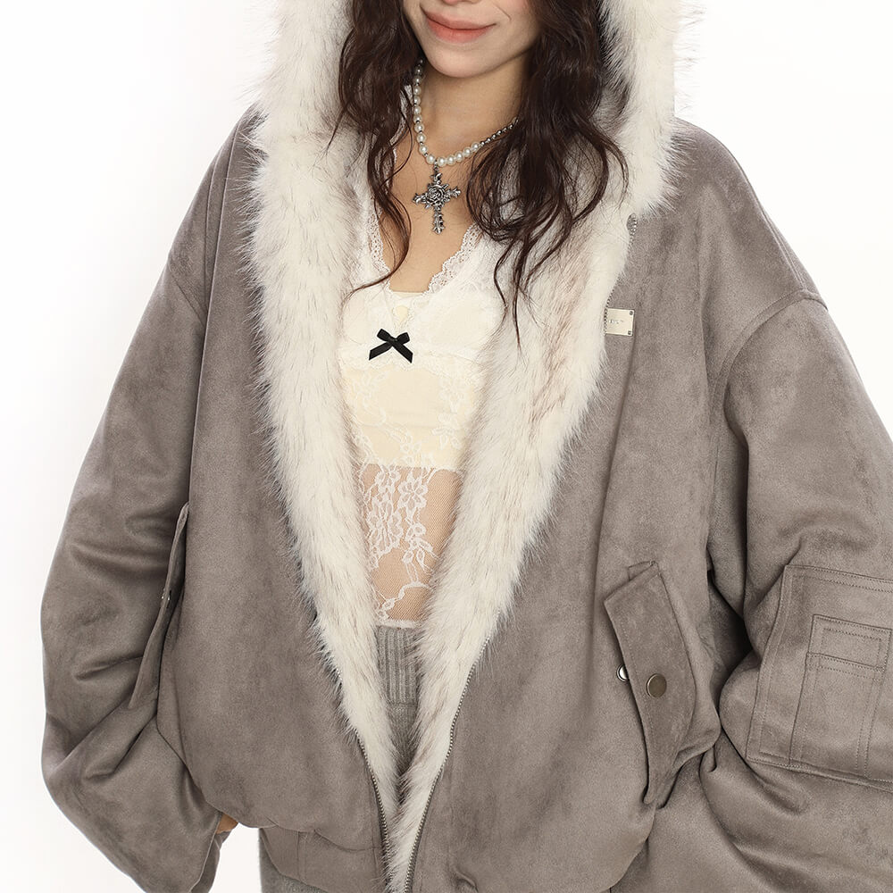 VILZSTUDIOS Reversible plush zip jacket by VILZSTUDIOS