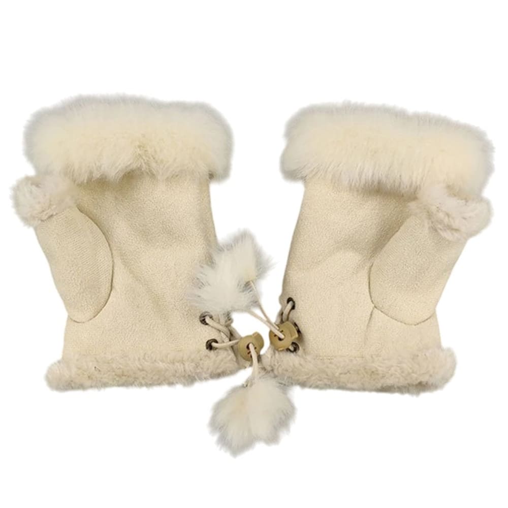 VILZSTUDIOS Cozy mittens with faux fur and lace detailing
