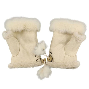 VILZSTUDIOS Cozy mittens with faux fur and lace detailing