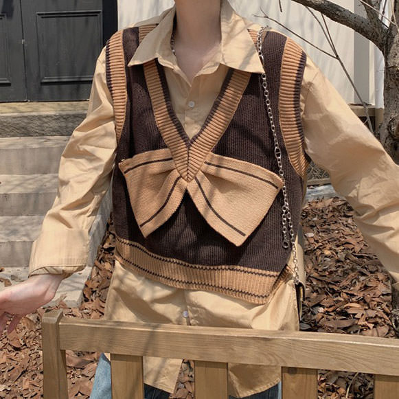VILZSTUDIOS Aesthetic layered vest in chocolate brown