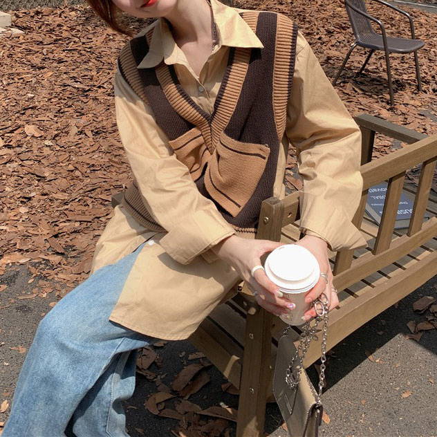 VILZSTUDIOS Aesthetic layered vest in chocolate brown