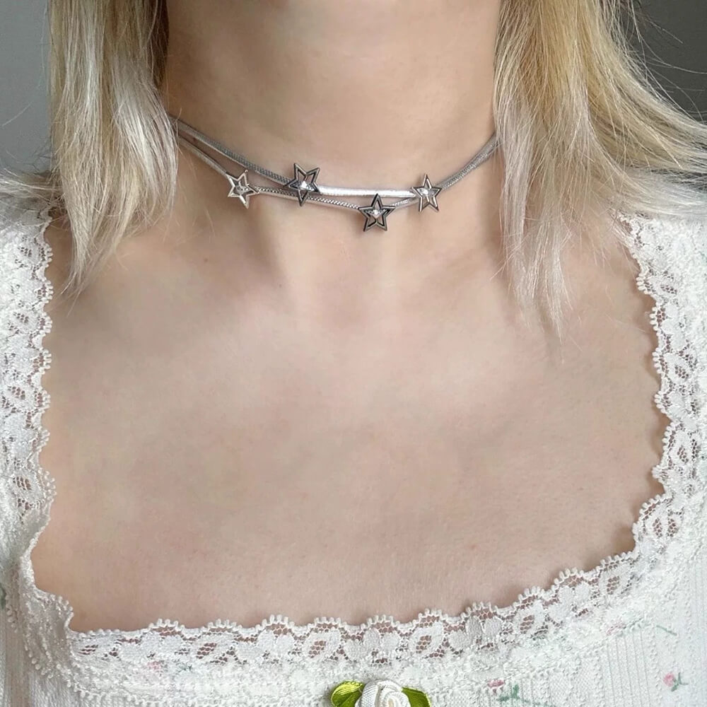 VILZSTUDIOS Layered choker necklace with silver-tone chains and pendants