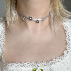 VILZSTUDIOS Layered choker necklace with silver-tone chains and pendants