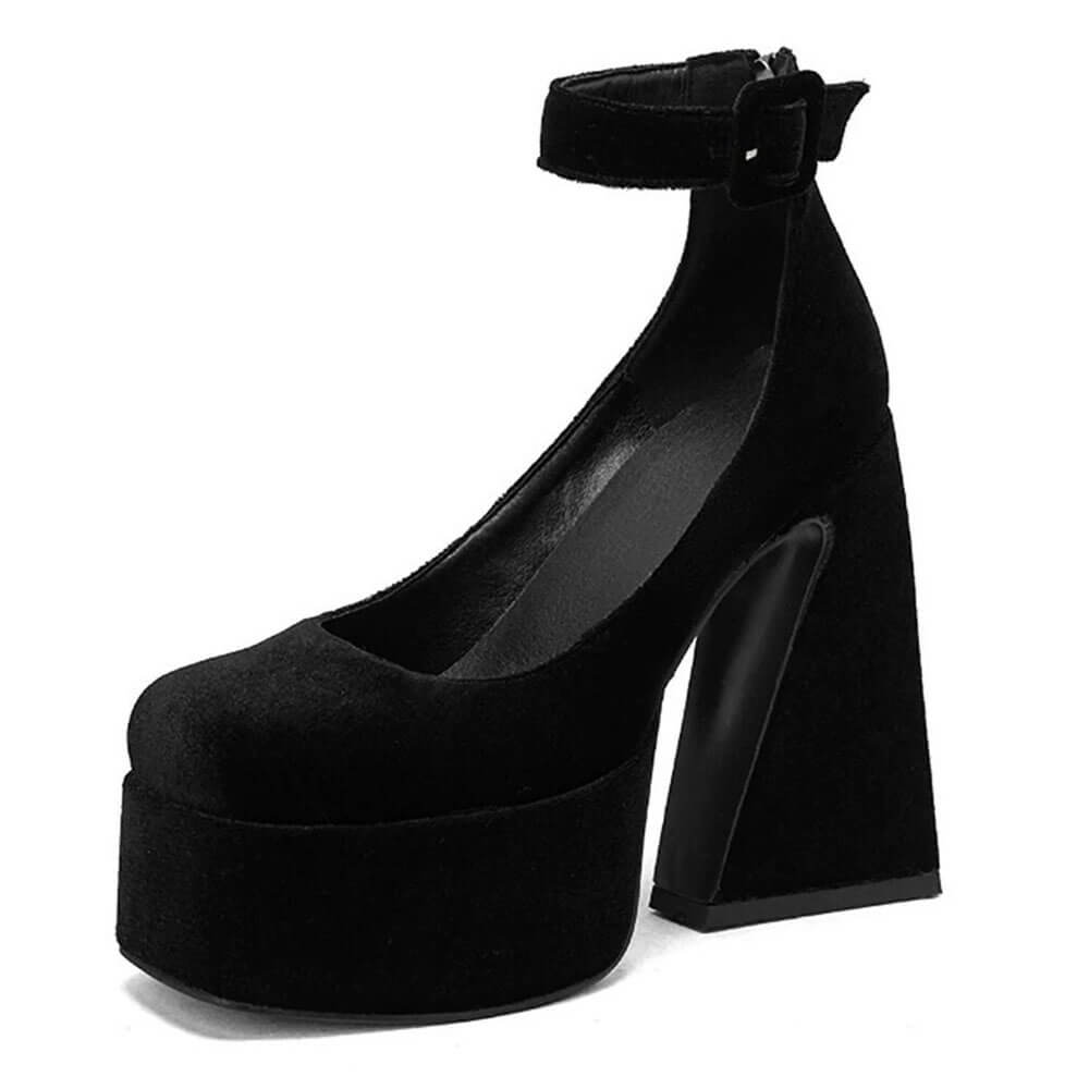 VILZSTUDIOS Chunky platform heels with a square toe and ankle strap