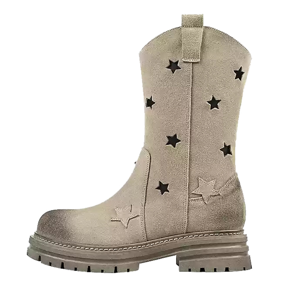 VILZSTUDIOS Stylish cowboy boots with star cut-outs and chunky sole