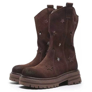 VILZSTUDIOS Stylish cowboy boots with star cut-outs and chunky sole