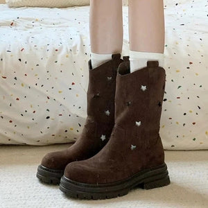 VILZSTUDIOS Stylish cowboy boots with star cut-outs and chunky sole