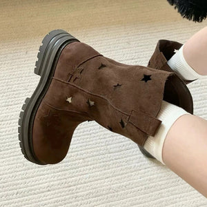 VILZSTUDIOS Stylish cowboy boots with star cut-outs and chunky sole