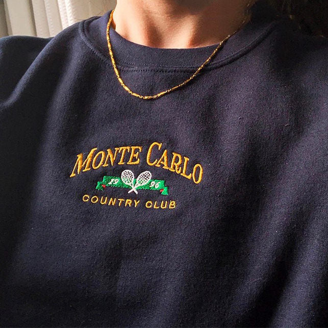 VILZSTUDIOS Vintage tennis embroidery sweatshirt for stylish comfort