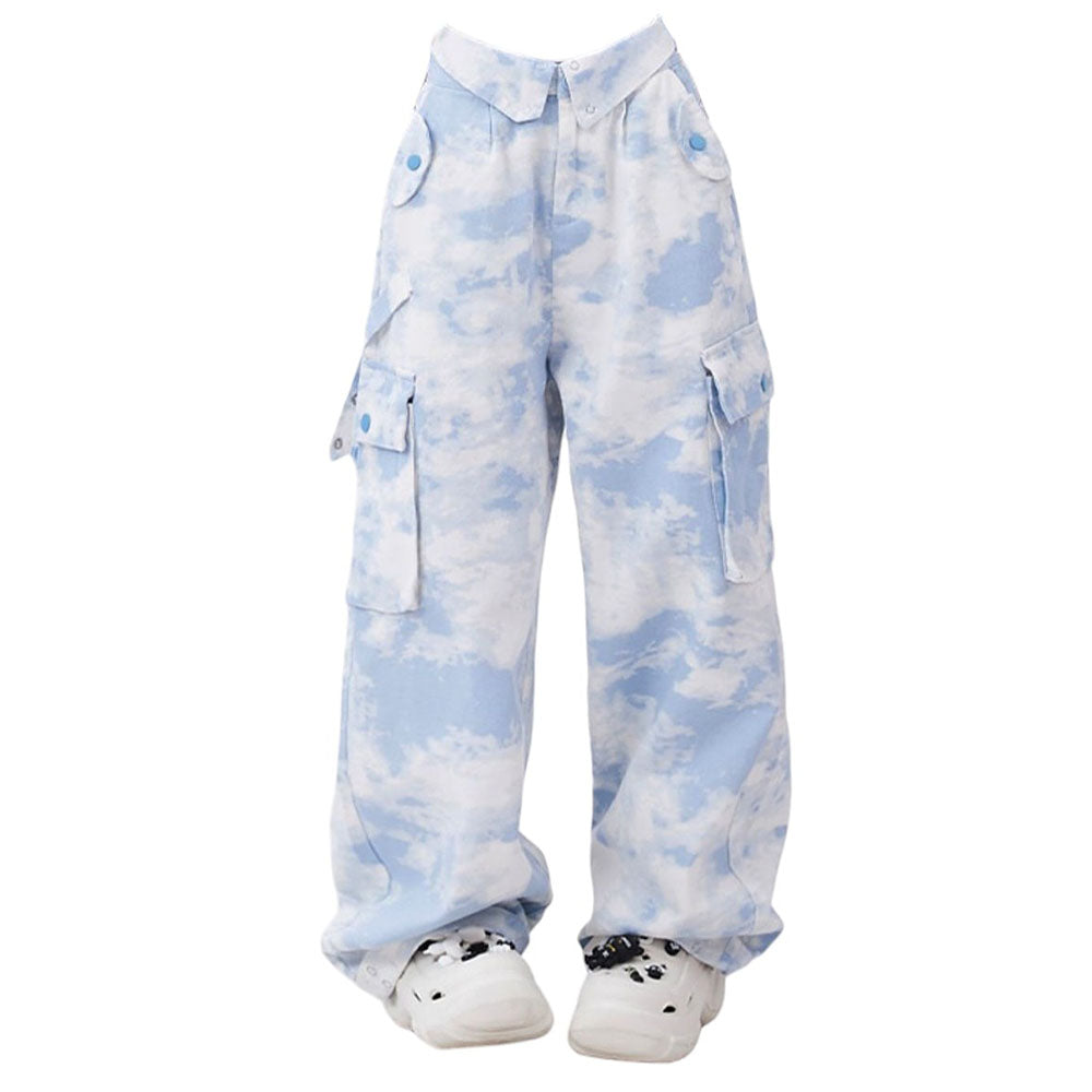 VILZSTUDIOS Oversized cargo pants with tie dye pattern
