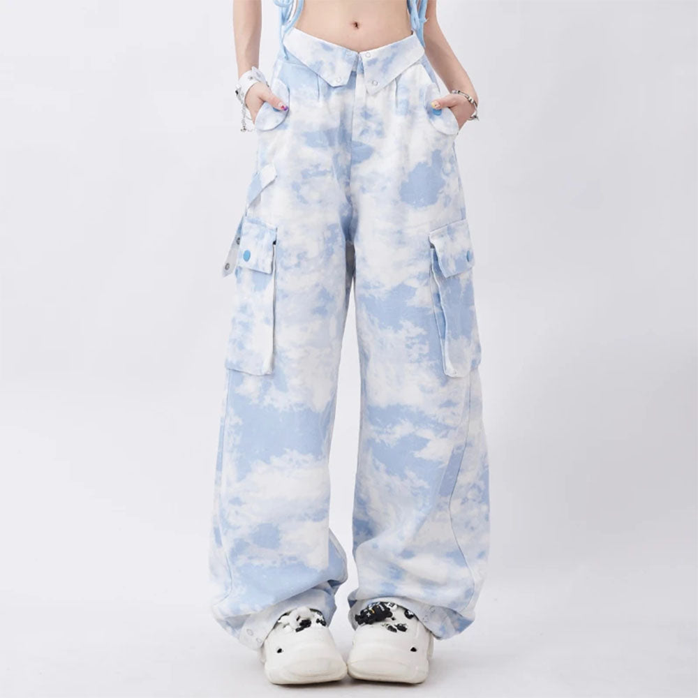 VILZSTUDIOS Oversized cargo pants with tie dye pattern