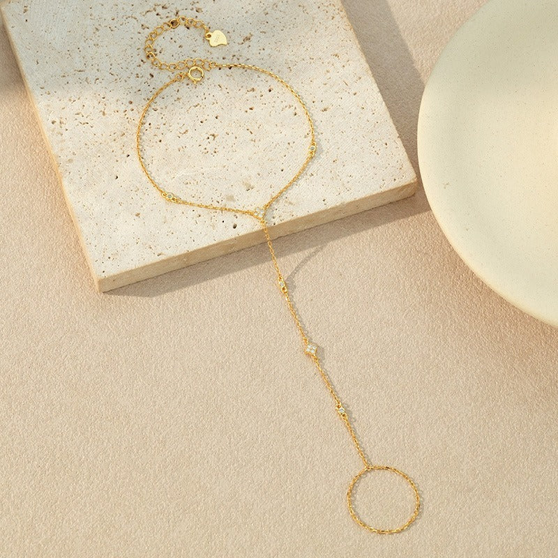 VILZSTUDIOS silver-tone clover hand chain bracelet
