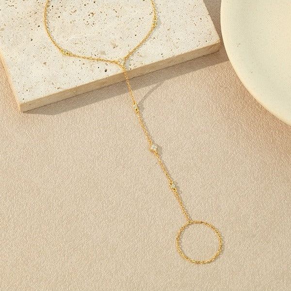 VILZSTUDIOS silver-tone clover hand chain bracelet