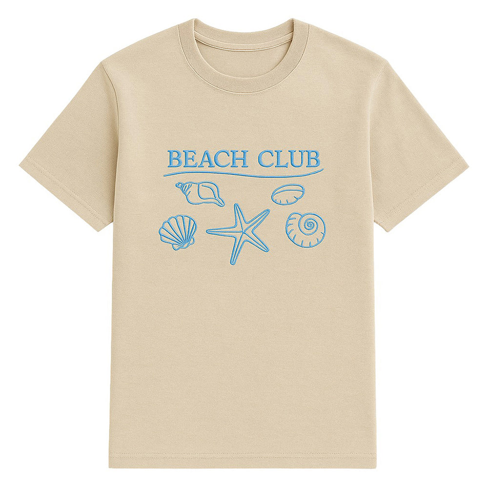 VILZSTUDIOS Fashionable beach club tee with seashell embroidery