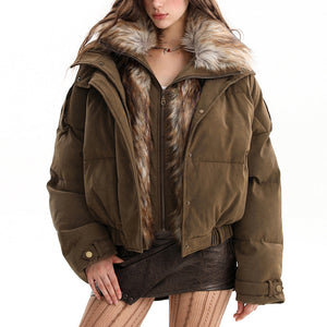 VILZSTUDIOS Stylish puffer jacket with faux fur trim