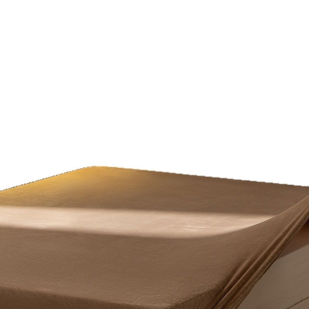 VILZSTUDIOS coffee brown fitted sheet with plush short-pile texture and elastic edges