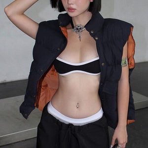 VILZSTUDIOS Stylish dual-tone top for modern fashion