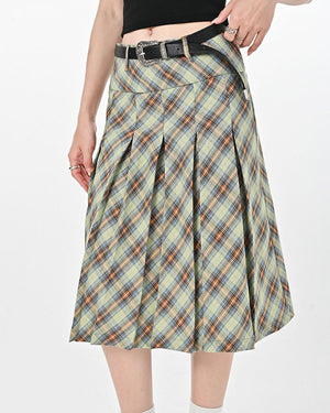 VILZSTUDIOS Stylish plaid pleated skirt for modern fashion