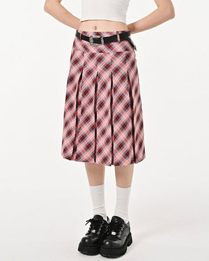 VILZSTUDIOS Stylish plaid pleated skirt for modern fashion