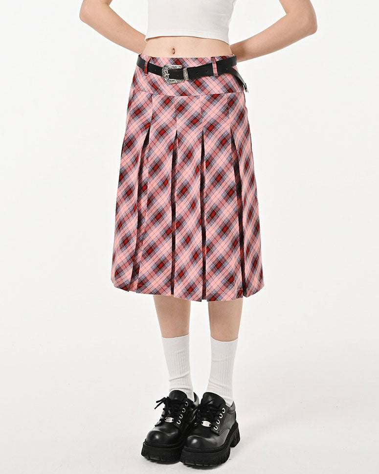 VILZSTUDIOS Stylish plaid pleated skirt for modern fashion