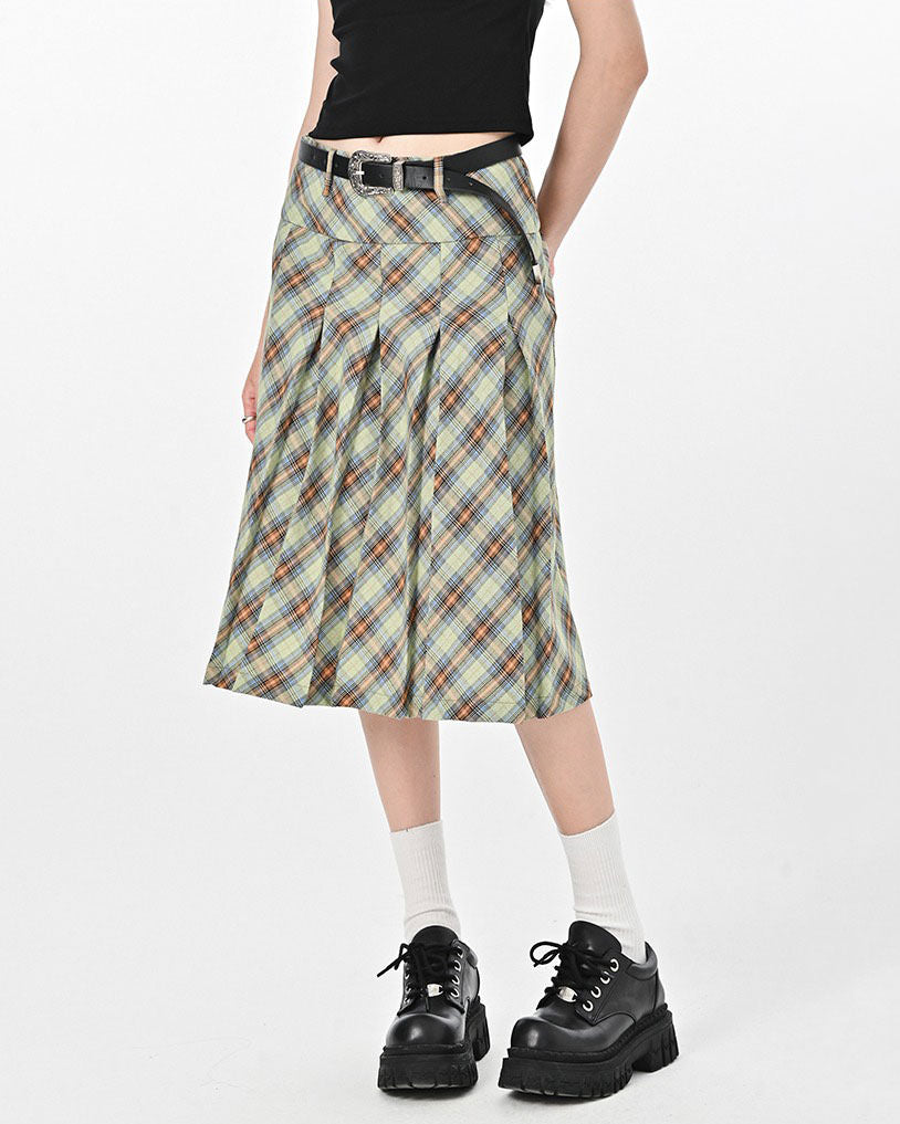 VILZSTUDIOS Stylish plaid pleated skirt for modern fashion