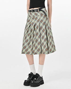 VILZSTUDIOS Stylish plaid pleated skirt for modern fashion