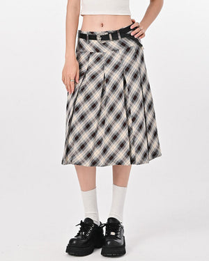 VILZSTUDIOS Stylish plaid pleated skirt for modern fashion