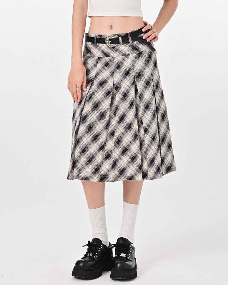 VILZSTUDIOS Stylish plaid pleated skirt for modern fashion
