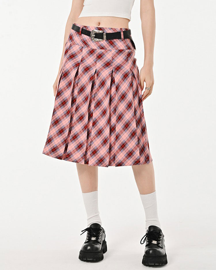 VILZSTUDIOS Stylish plaid pleated skirt for modern fashion