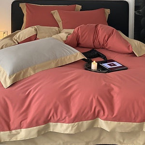 VILZSTUDIOS two-tone bedding set with wide contrasting borders and matching flat sheet