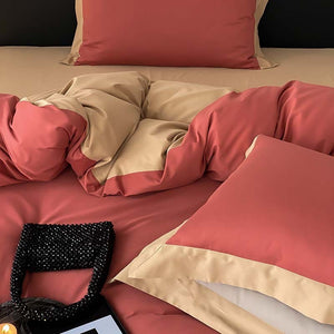 VILZSTUDIOS two-tone bedding set with wide contrasting borders and matching flat sheet