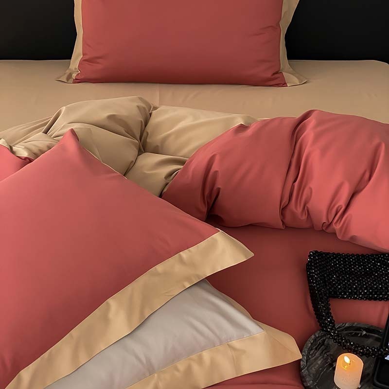 VILZSTUDIOS two-tone bedding set with wide contrasting borders and matching flat sheet