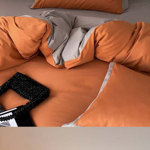 VILZSTUDIOS two-tone bedding set with wide contrasting borders and matching flat sheet