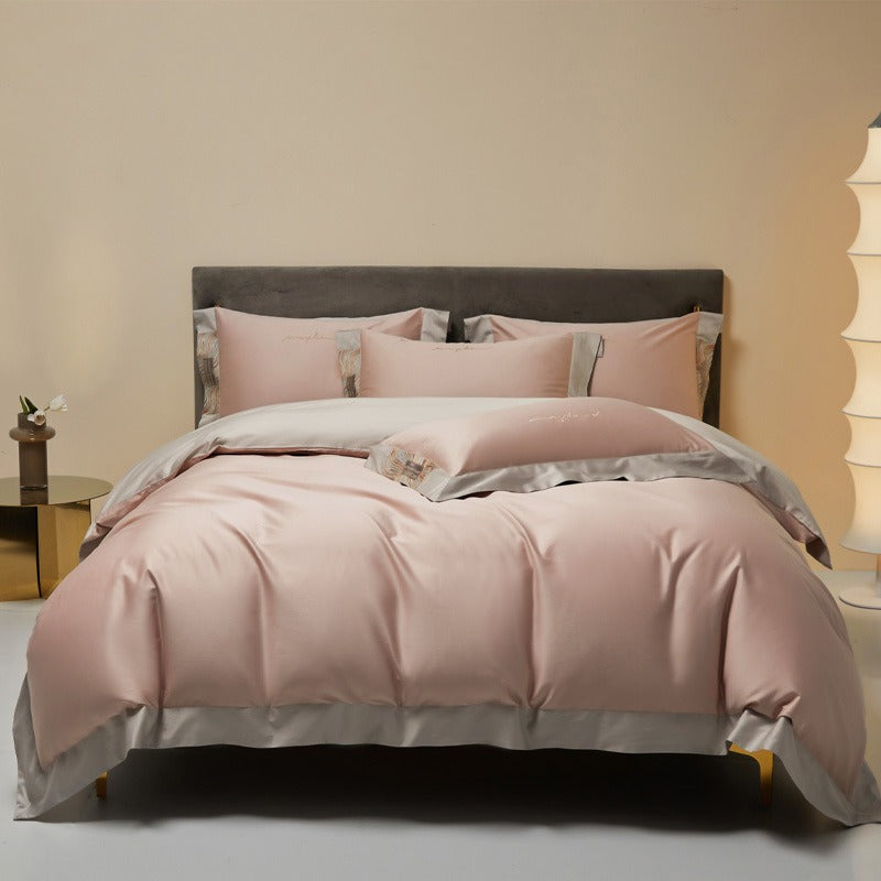Contrast Border Satin Bedding Set