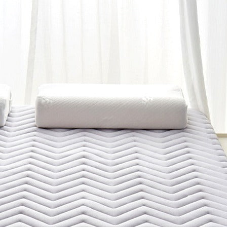 VILZSTUDIOS light gray, white or sky blue quilted mattress pad with contrasting dark piping