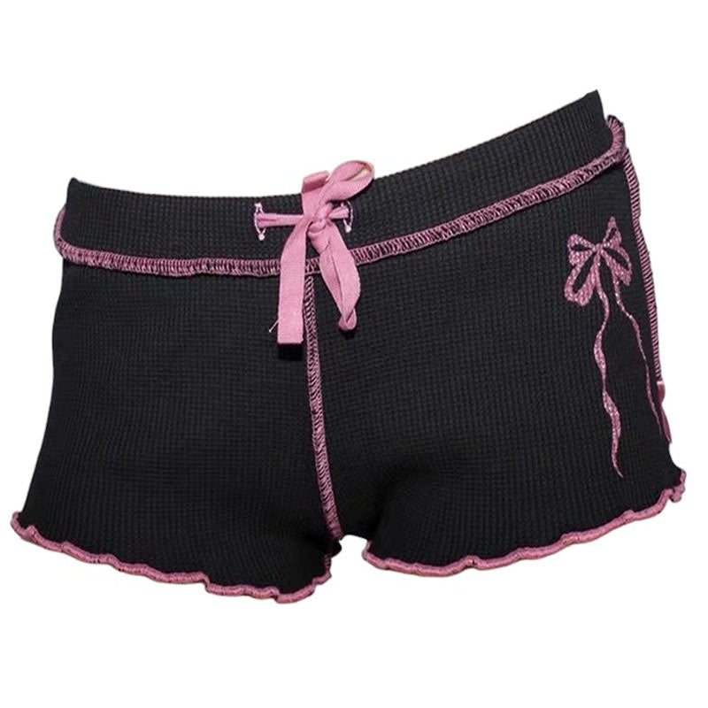 VILZSTUDIOS Stylish bow print micro shorts for women